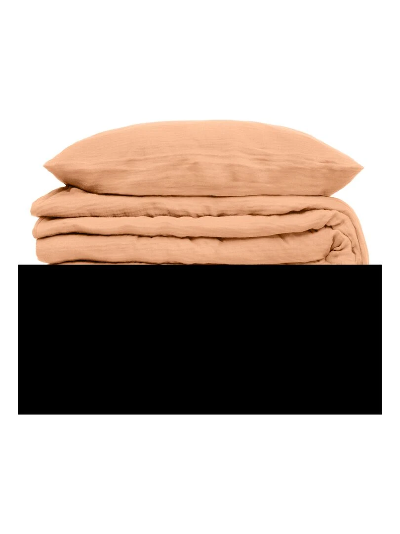 Housse de couette et taies double gaze de coton Doux Reve Rose