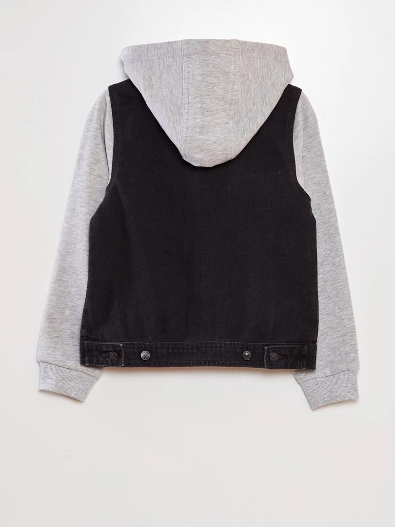 Veste à capuche bi matière Noir