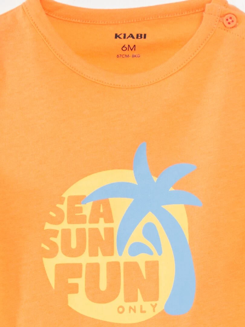 T shirt manches courtes imprimé Orange