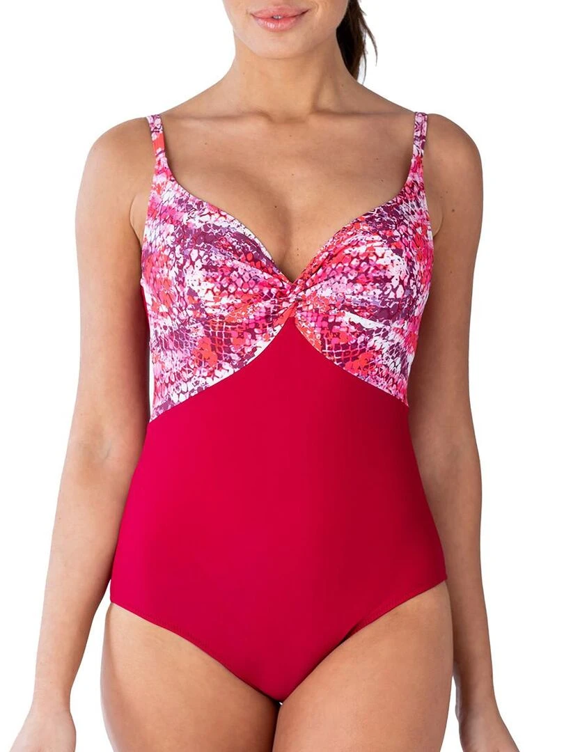 Maillot de bain gainant 1 pièce twisté Marbella Rouge