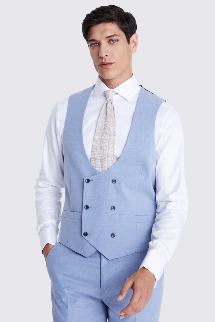 Tailored Fit Light Blue Flannel Waistcoat Buy Online at Moss