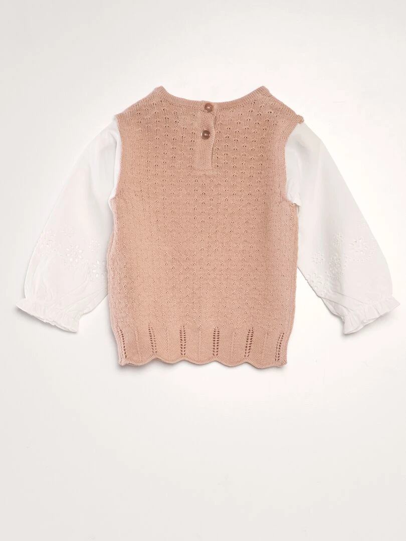 Pull en maille ajourée effet 2 en 1 ROSE