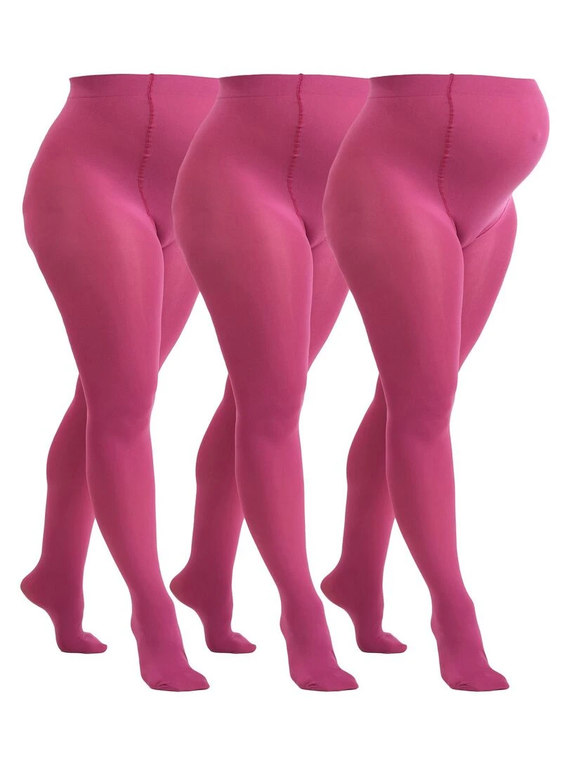 3 Pack Collants de grossesse opaques confortables 60den Rose fushia