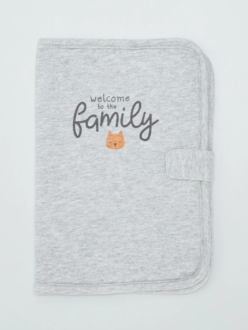 Protège carnet chiné 'chat' Gris