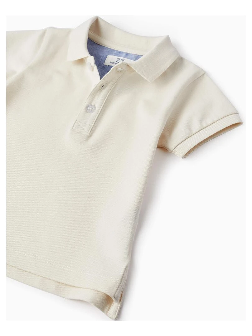 Polo à manches courtes en piqué de coton pour bébé garçon 'B&S' manches courtes BROTHERS&SISTERS   Beige clair