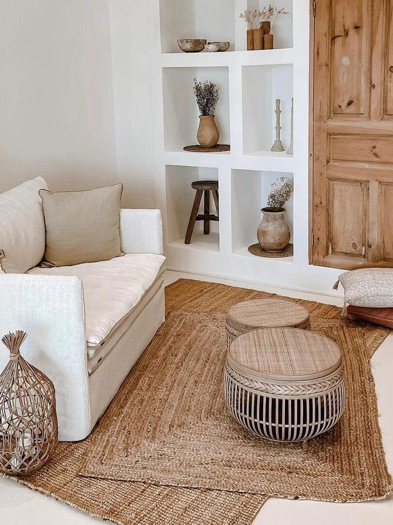 Lampe à poser esprit bohème en rotin   Beige