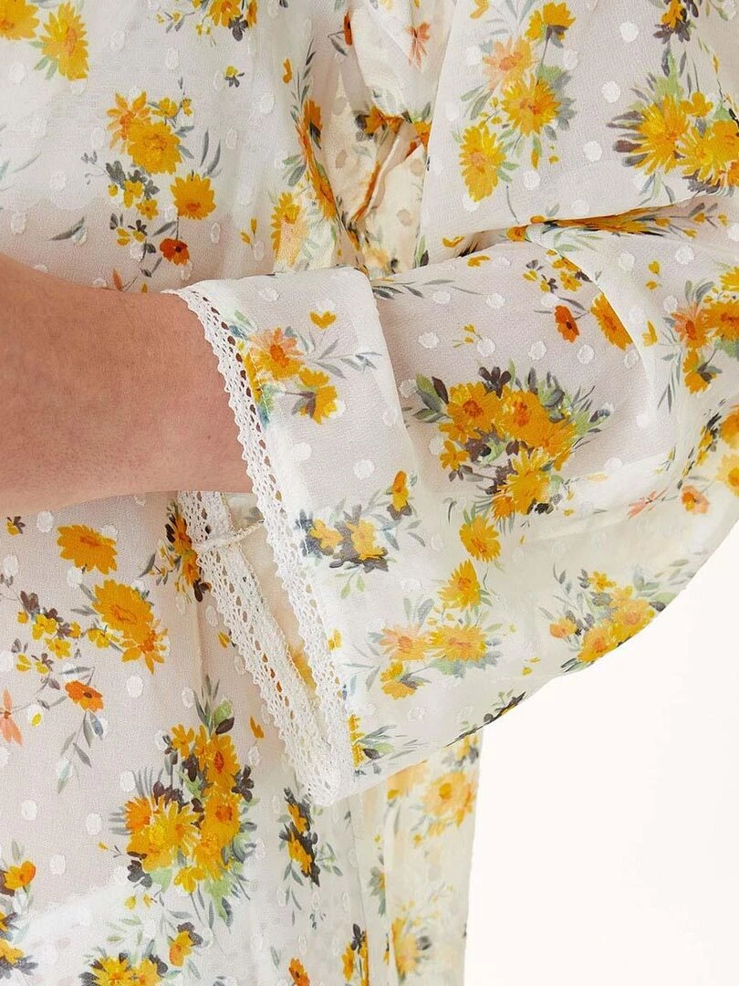 Kimono CONVENANCE   Brigitte Bardot   Blanc Jaune