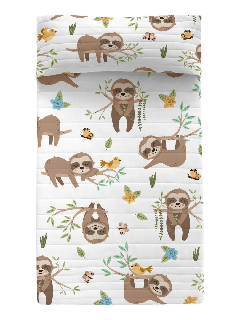 Couvre lit Happy sloth "Happyfriday" Blanc