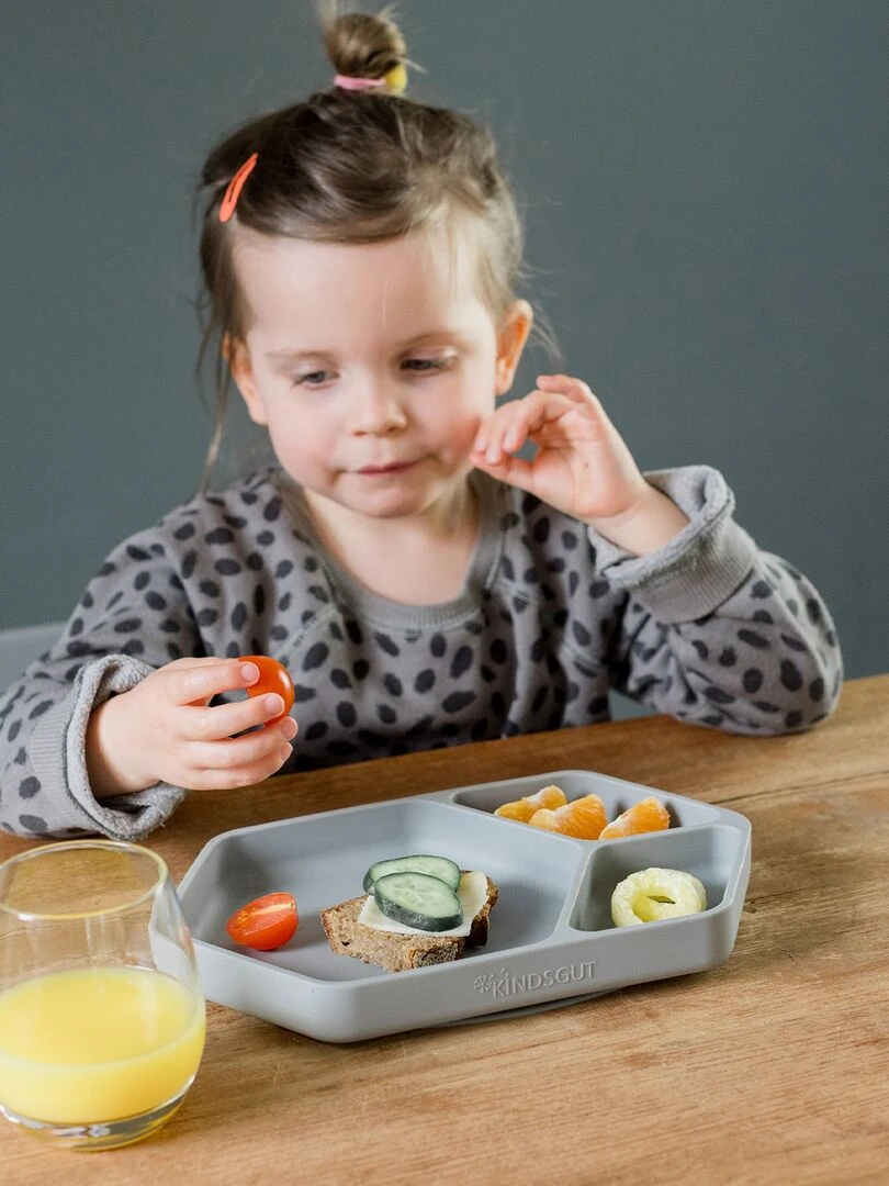 Assiette ventouse carré en silicone Gris