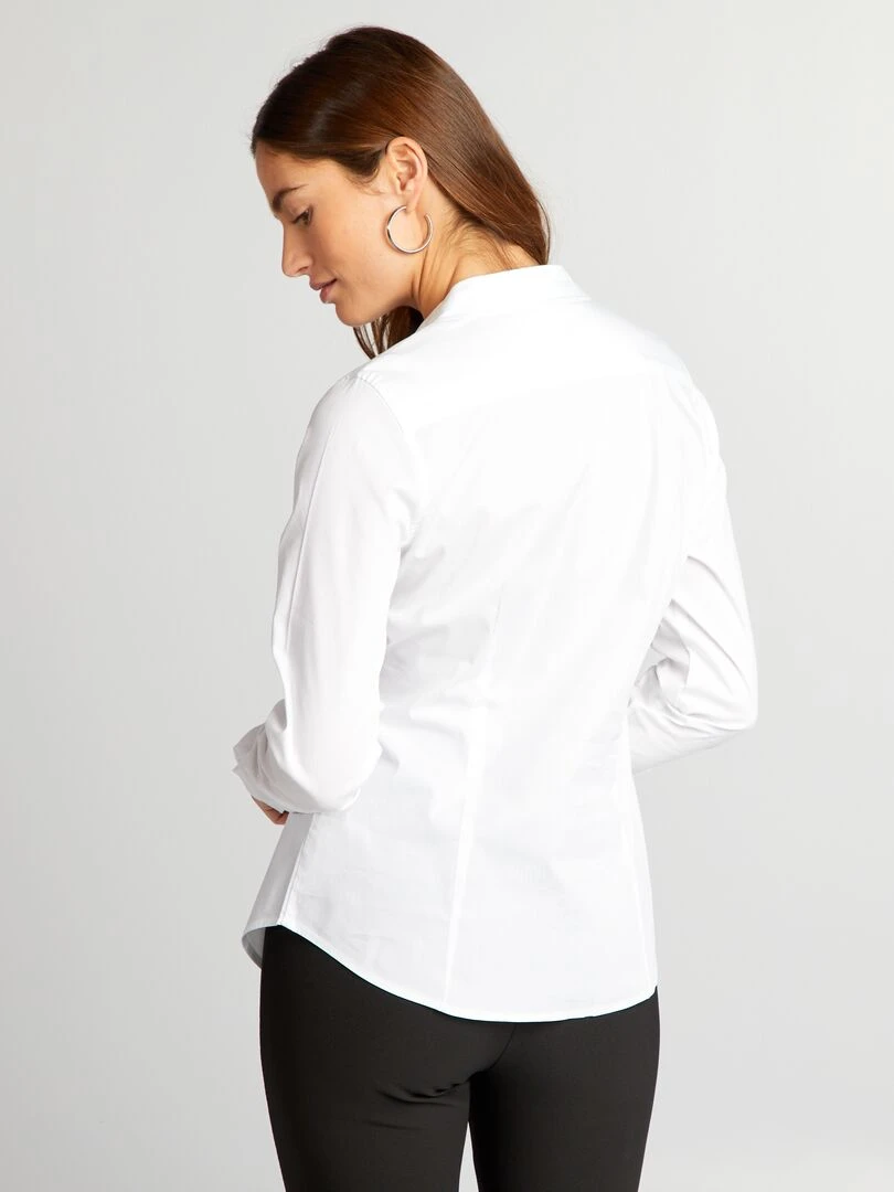 Chemise fittée col italien   blanc
