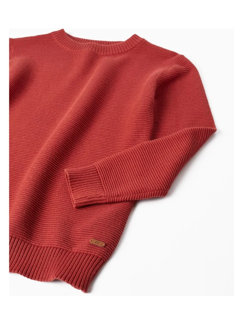 Pull en Maille de Coton pour Garçon Rouge
