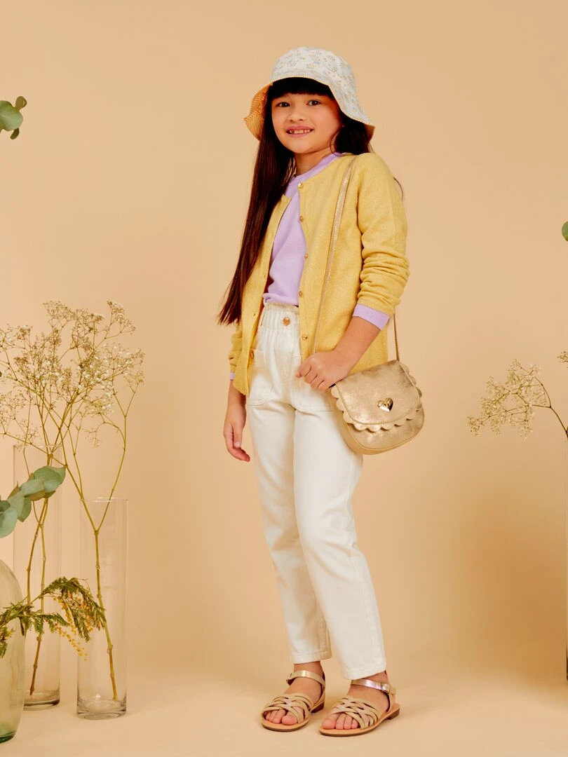 Gilet boutonné fantaisie Jaune