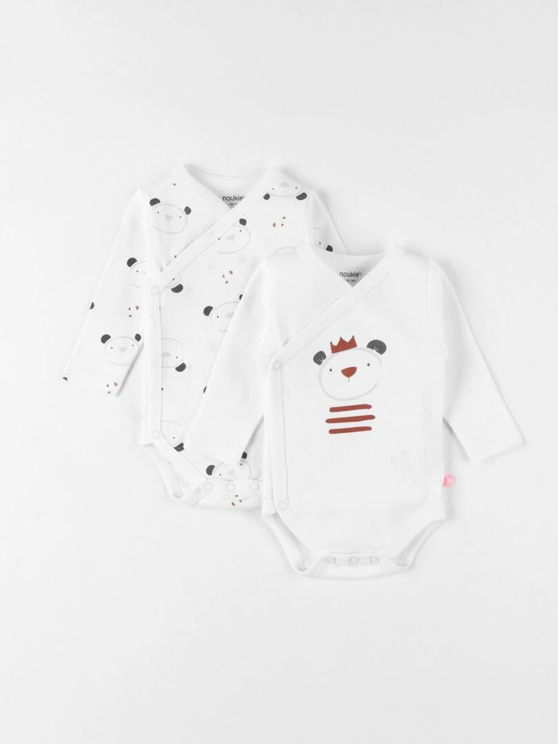 Set de 2 bodies ours en coton Noukie's Blanc