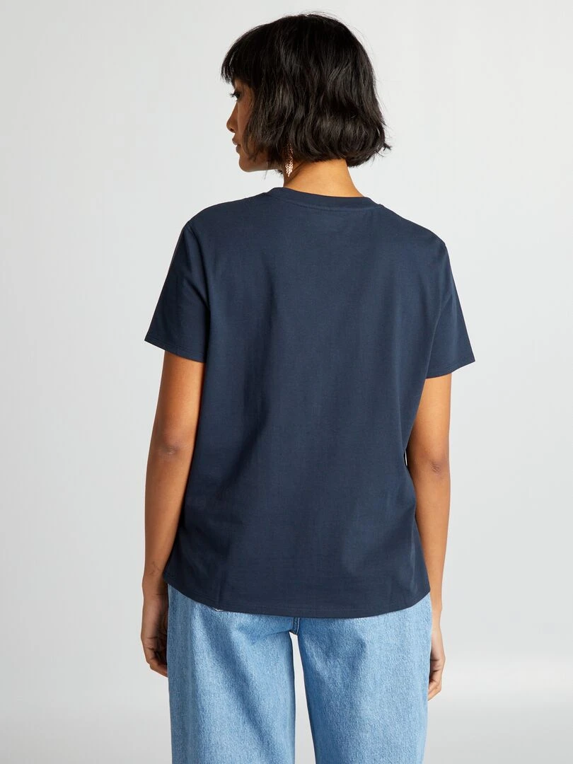 T shirt uni en jersey   bleu marine