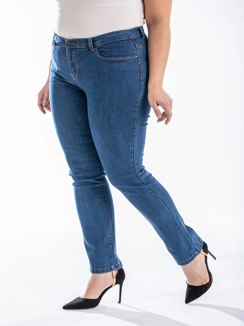 Jeans coupe droite taille haute denim OBR8 'OBER' Bleu