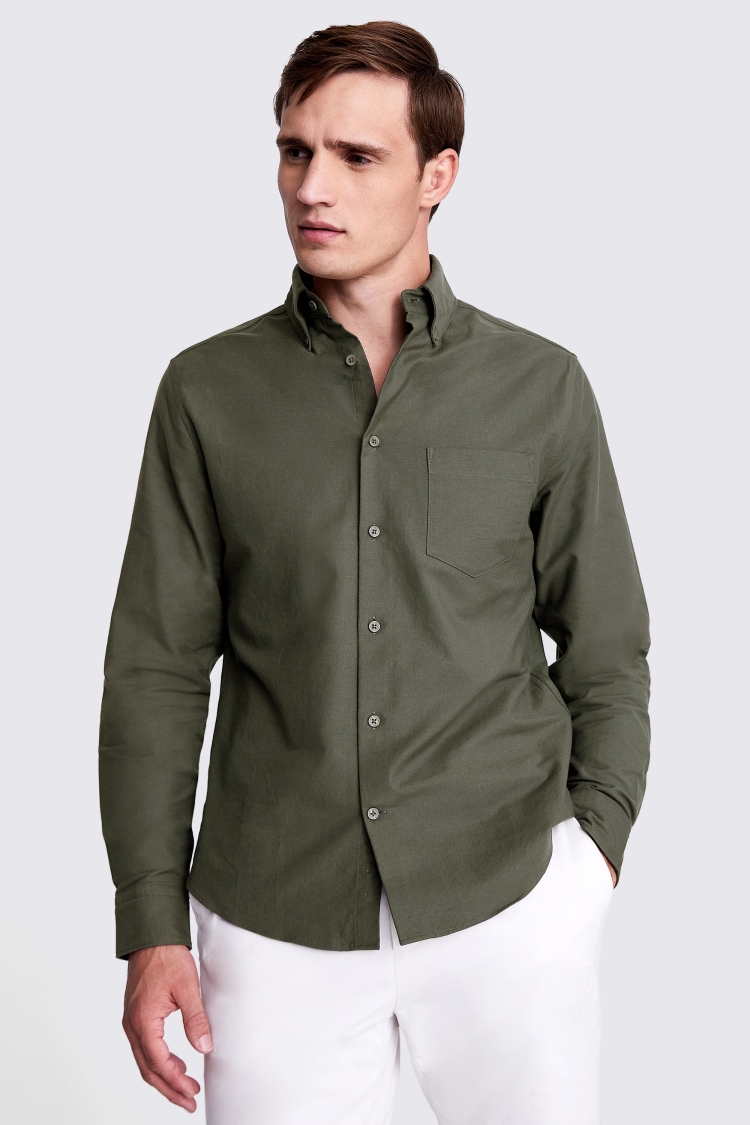 Dark Taupe Washed Oxford Shirt    Buy Online at Moss