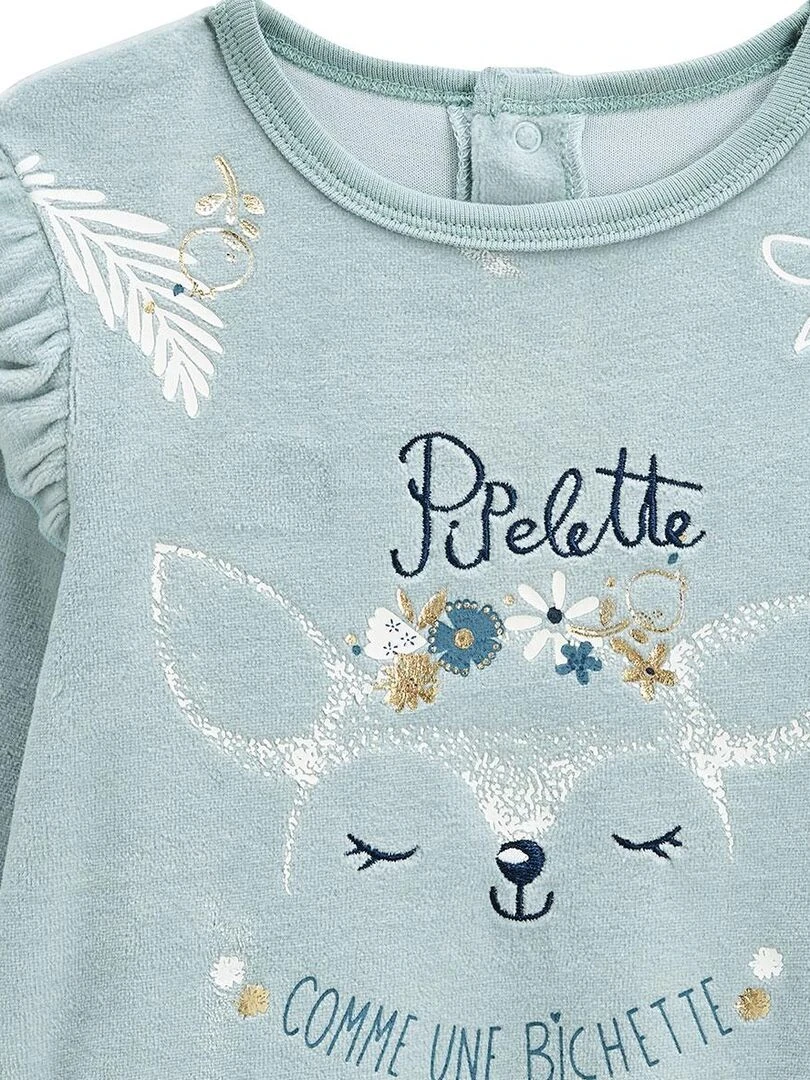 Pyjama bébé 2 pièces en velours Bichette   Bleu