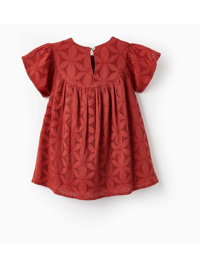 Robe à manches courtes avec broderies pour bébé fille manches courtes ATLANTIC COMPANY Rouge foncé