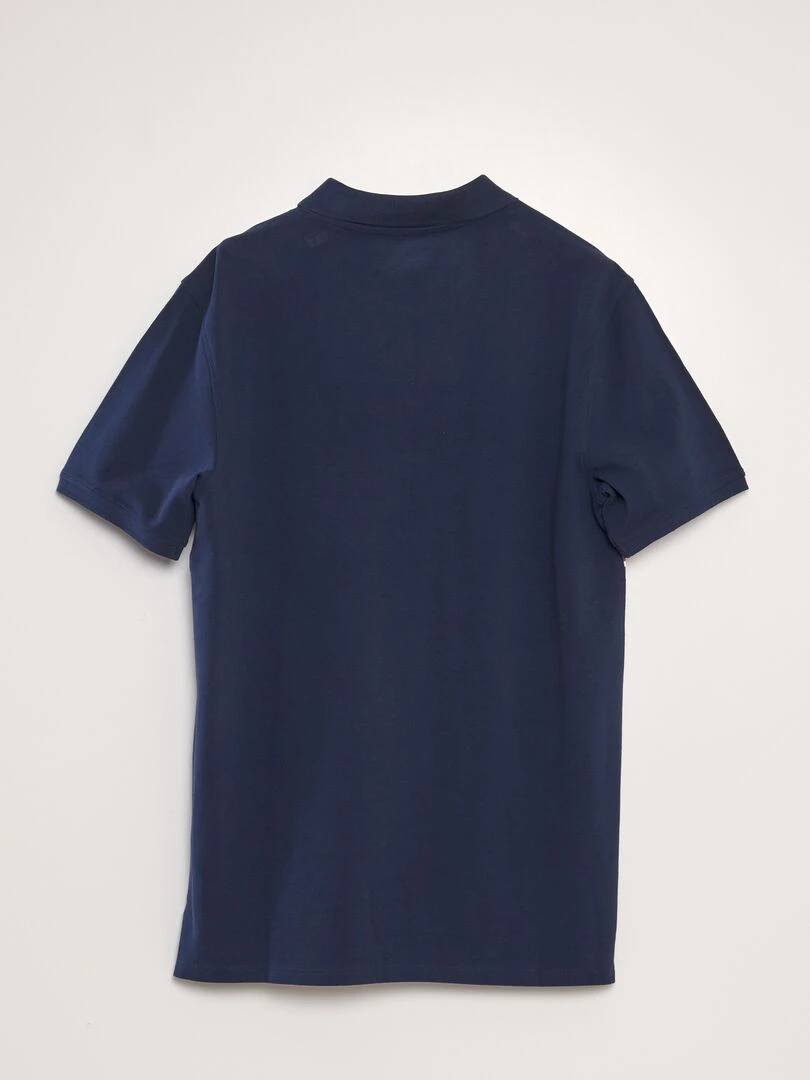 Polo en piqué de coton Orange/bleu marine