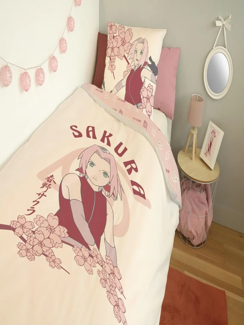 Housse de couette Naruto Shippuden Sakura Haruno 140x200 cm 100% Coton Ecru