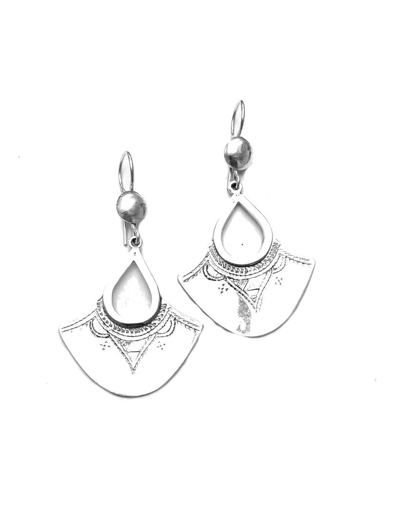 Boucles d'oreilles tradition ethnique berbère fabriquées à la main Argent