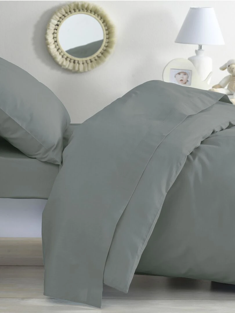 Housse de couette Coton Bio 57 fils 'P'tit Basile' Vert foncé