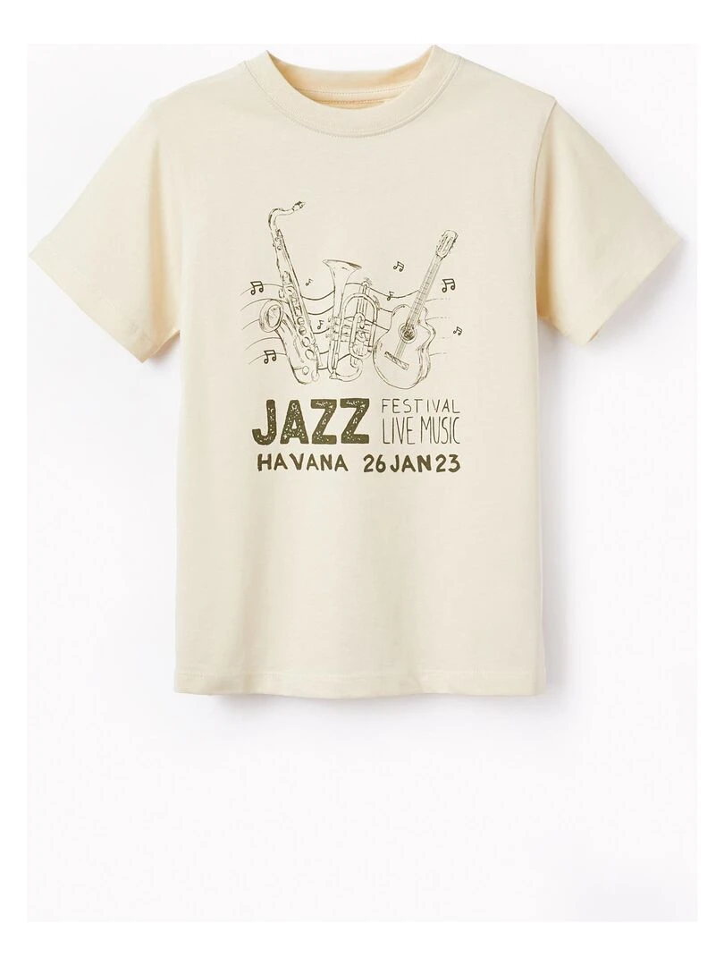 T Shirt De Coton Pour Garçon 'Havana' manches courtes Blanc
