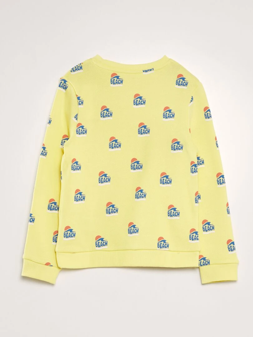 Sweat imprimé en french terry Jaune