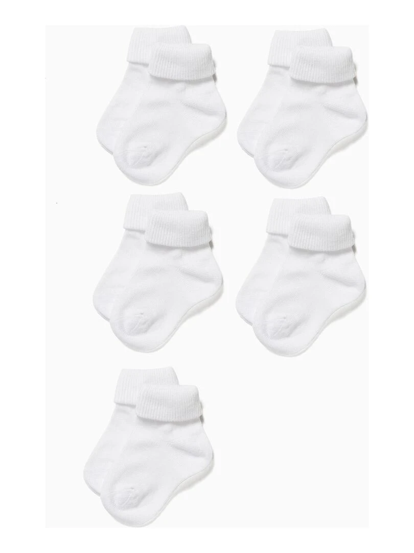5 Paires de Socquettes avec Revers Bébé ESSENTIALS LINE Blanc