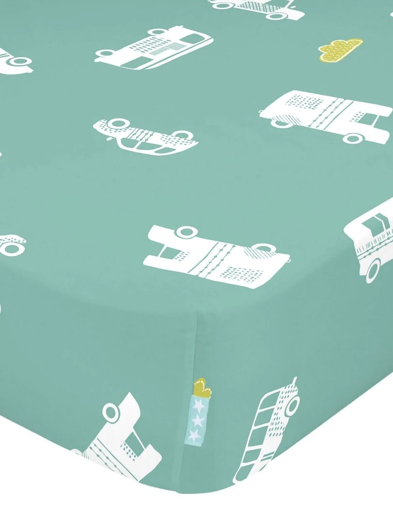 Drap housse Holidays Lit Bébé "Happyfriday" Blanc