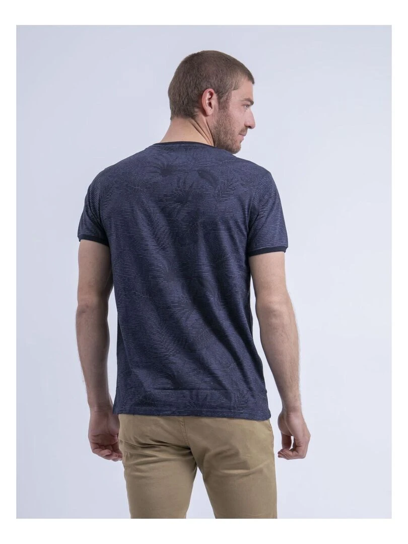 T shirt col rond pur coton NENOLANGE   Bleu marine