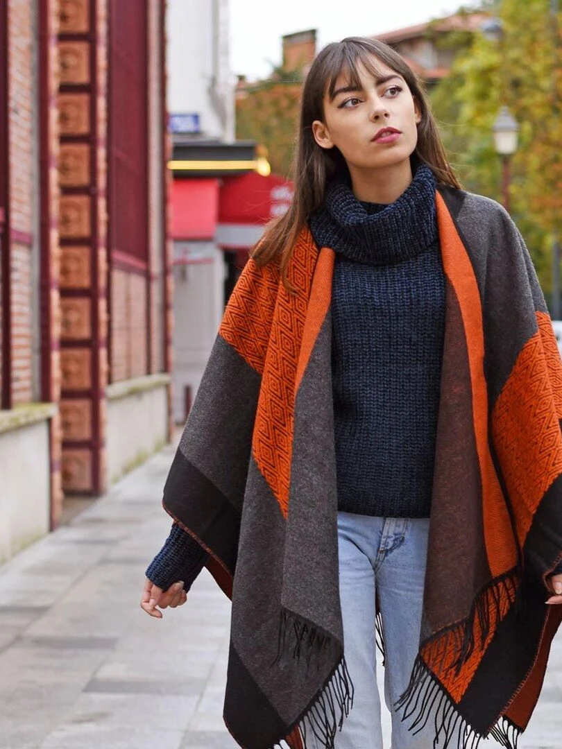 Poncho Loan Fabriqué en France Orange