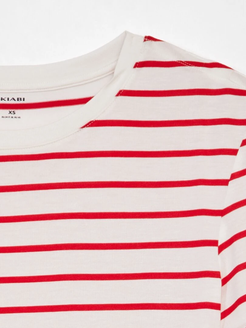 Tee shirt rayé   So Easy   Rouge/blanc