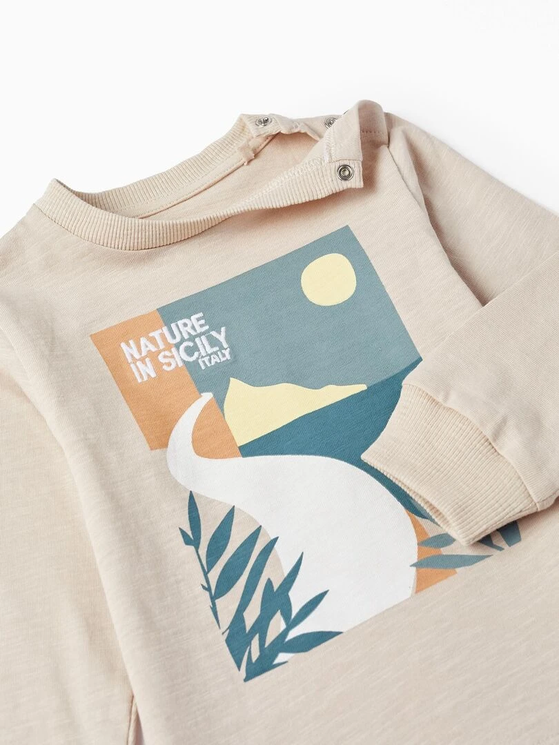 T shirt à manches longues pour bébé garçon 'Nature en Sicile' manches longues SICILIAN DAYS   Gris clair