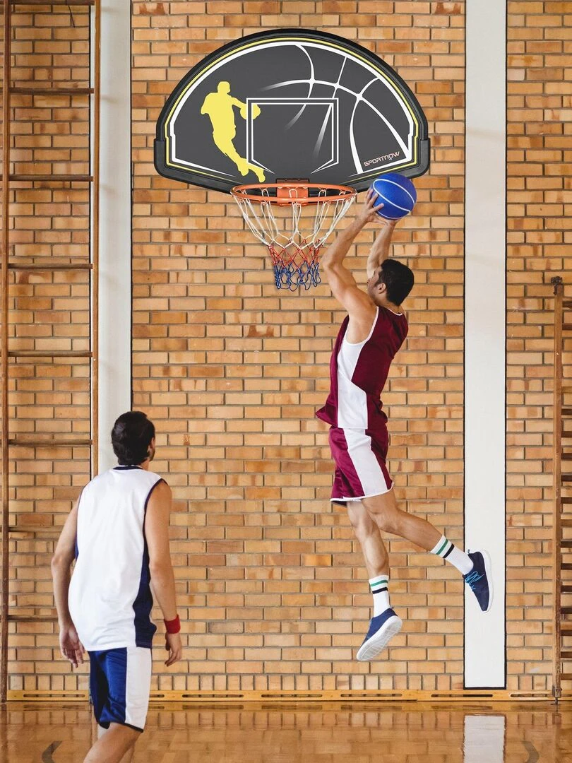 Panier de basket ball mural avec ressort et visserie jaune noir   Noir