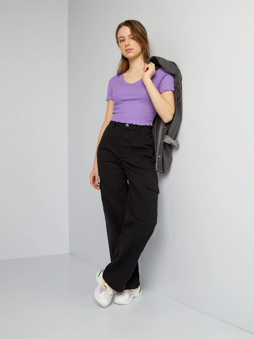 Crop top à bords ondulés Violet