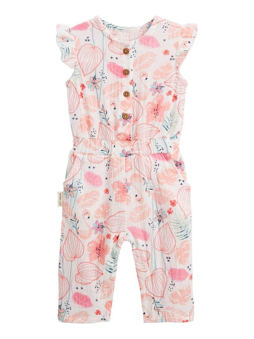 Combinaison bébé en gaze de coton Caraïbes Rose