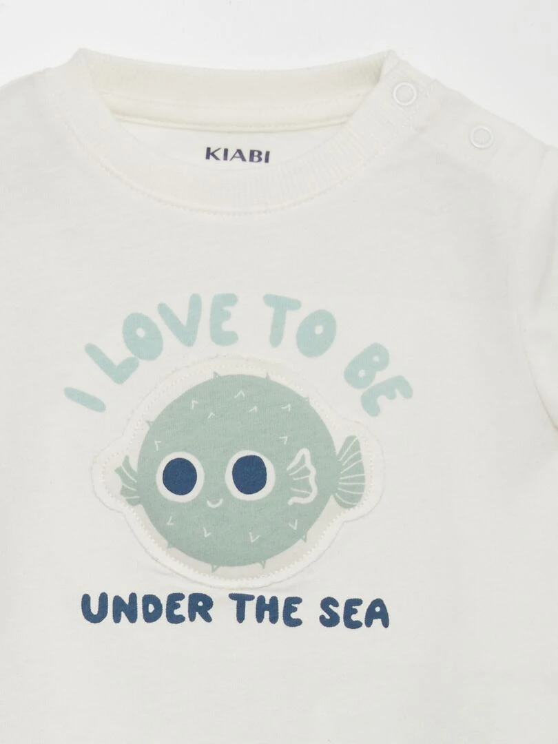 T shirt avec animation en relief Blanc