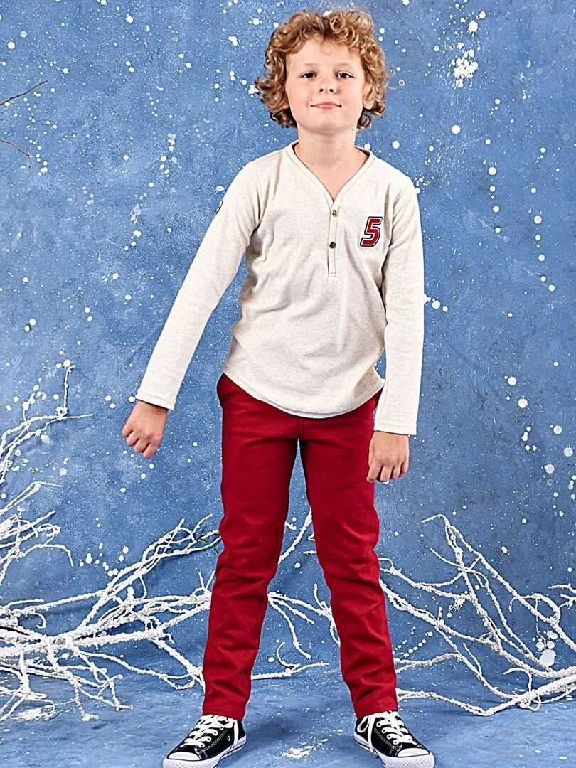 Pantalon Chino Garçon Rouge Bdx SAINCLAIR 'LA FAUTE A VOLTAIRE' Bordeaux