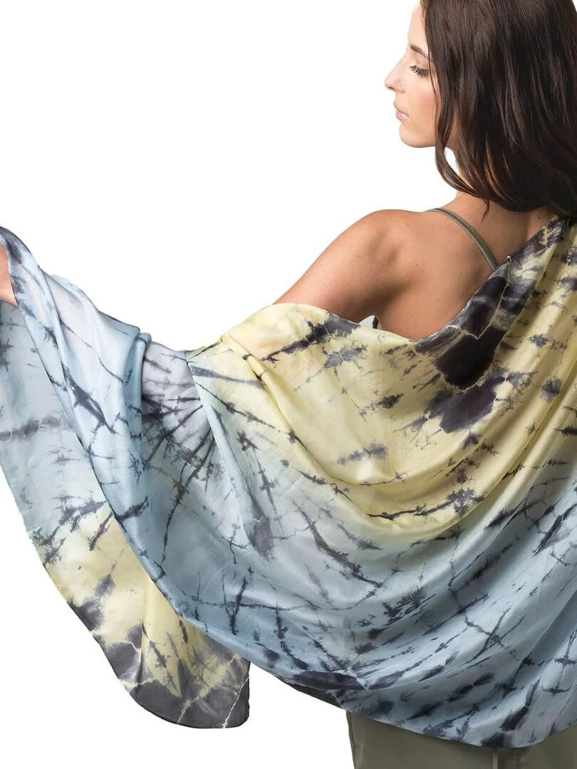 Etole Soie Tie Dye Halong   100% Soie VietNam   Gris