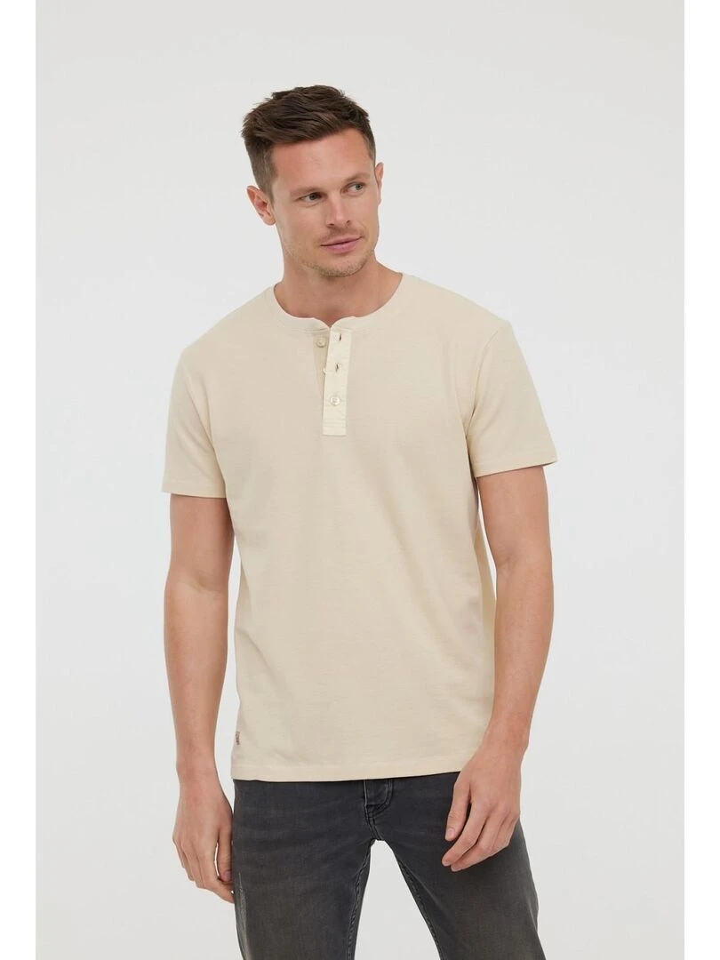 Lee Cooper T Shirt manches courtes coton slim AZZO MC Beige
