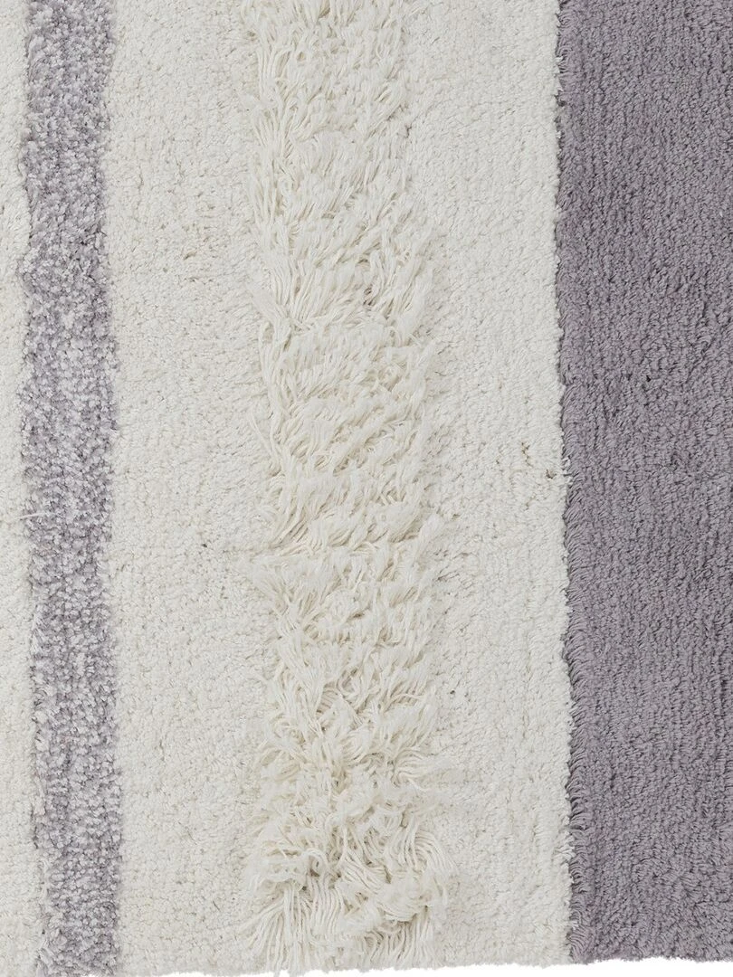 Guy Levasseur   Tapis de bain en coton fantaisie blanc et gris   Blanc