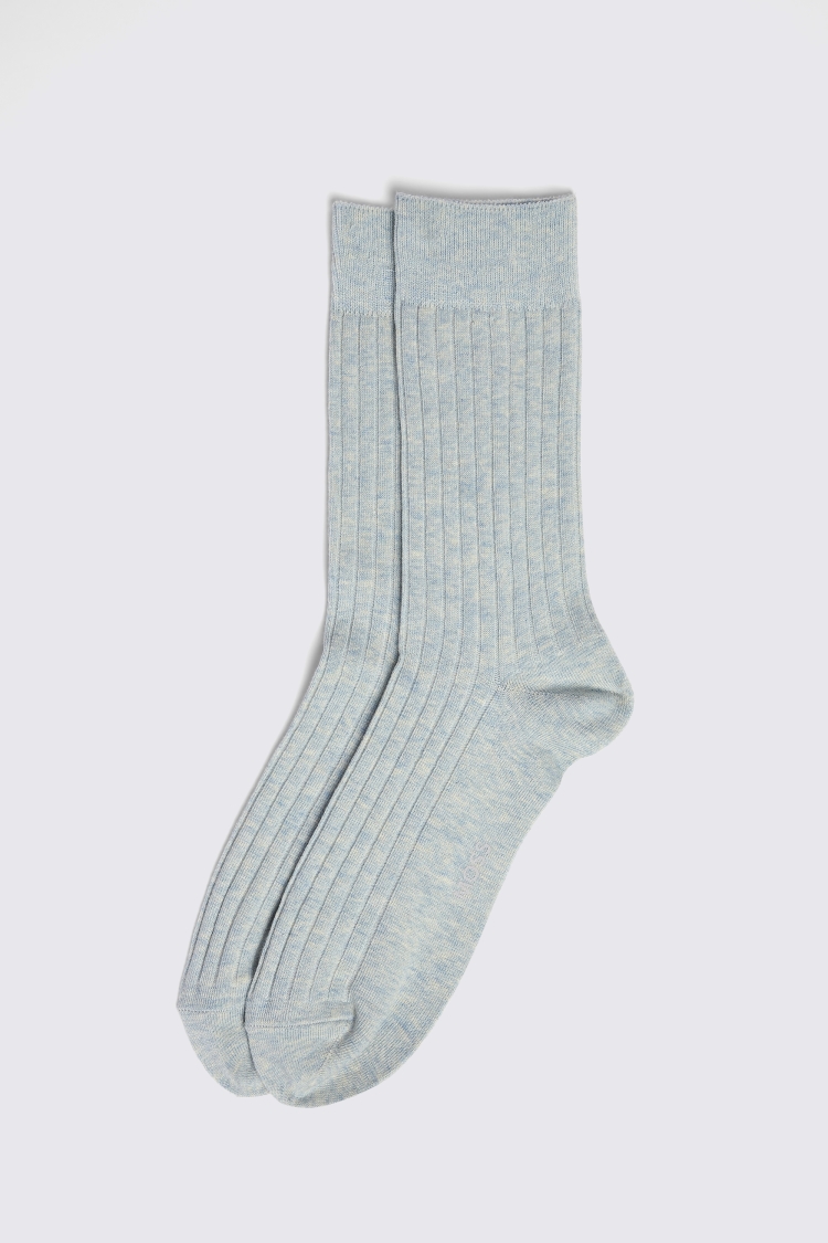 Light Blue Melange Ribbed Socks Buy Online at Moss