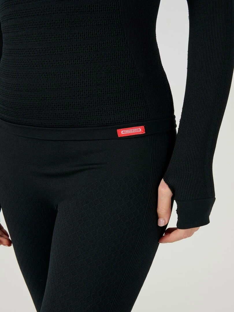 T shirt col zippé Classic Riders Energy 5 Thermolactyl femme DamartSport Noir