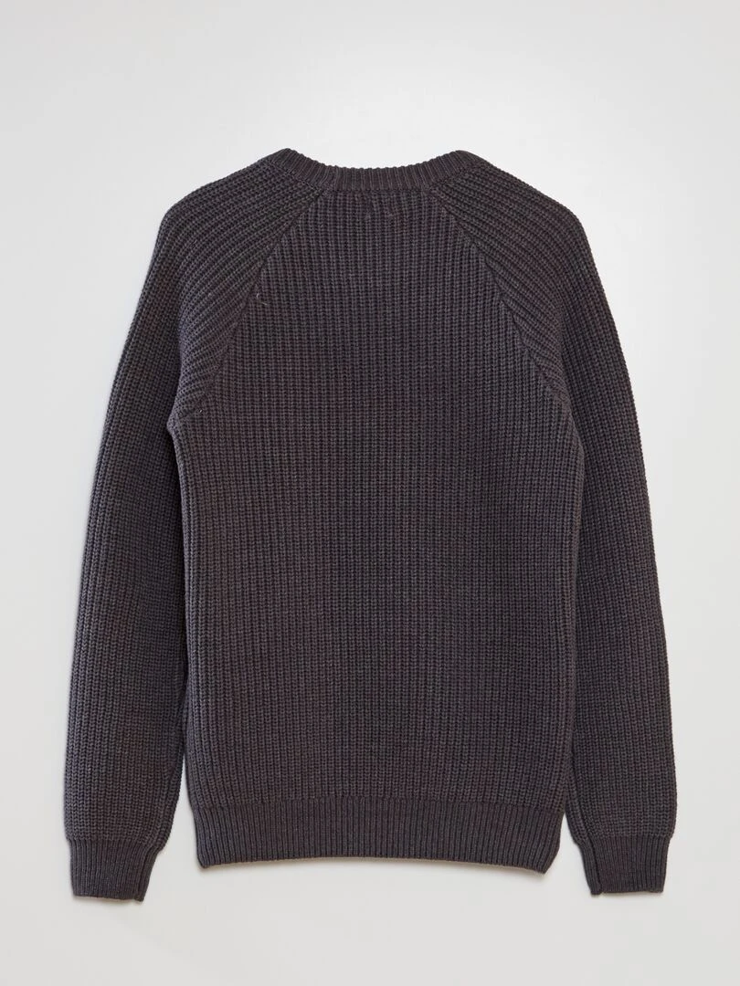 Pull en maille torsadée à col rond Gris