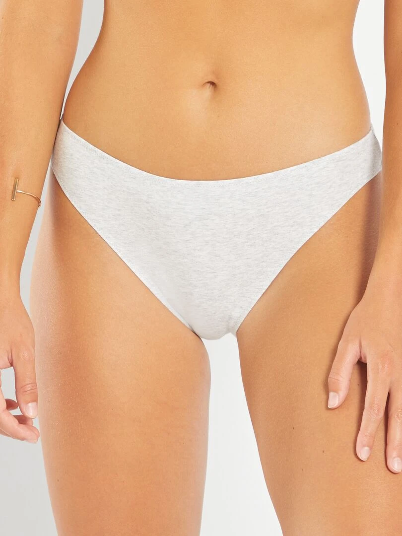 Lot de 2 tangas en coton   gris clair chiné/kaki