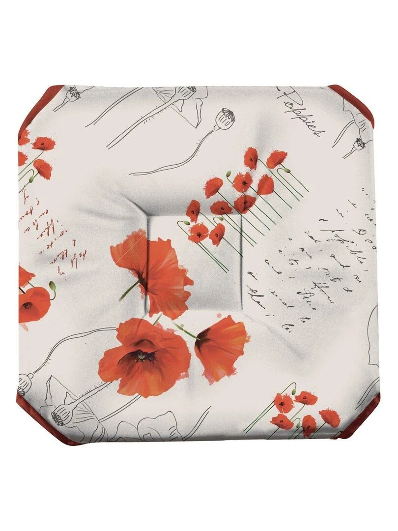 Galette de chaise anti taches à rabats Poppies rouge Rouge