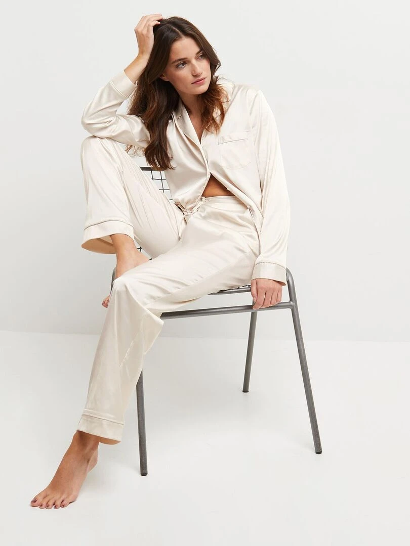 Pantalon satin Chimene RougeGorge Lingerie Blanc