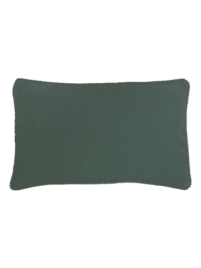 Coussin en velours avec contour perlé 'Deko&co' Kaki