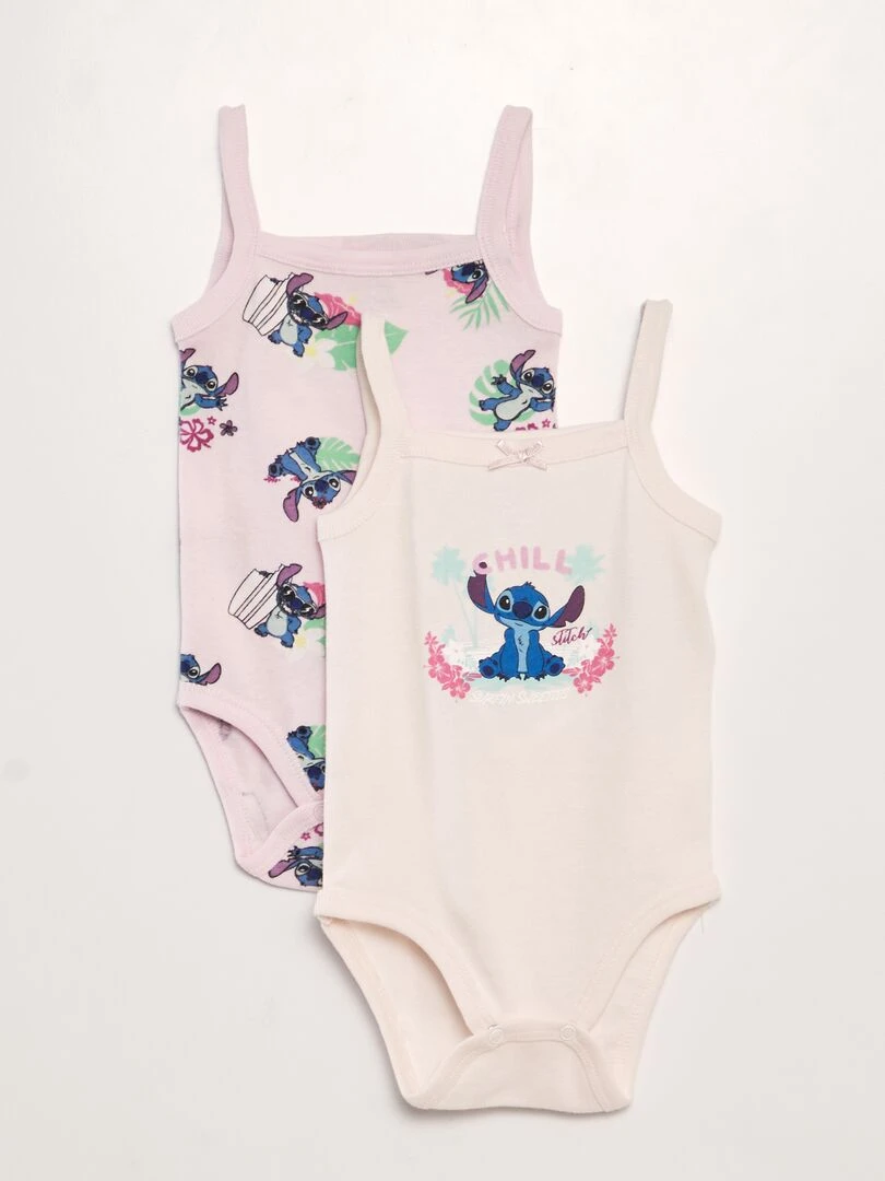 Lot de 2 bodies sans manches 'Disney' 'Stitch' Rose/beige